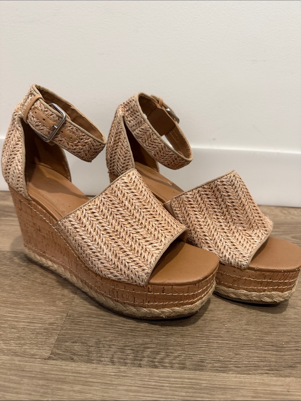 a new day Natural Woven Espadrille Wedge Sandals